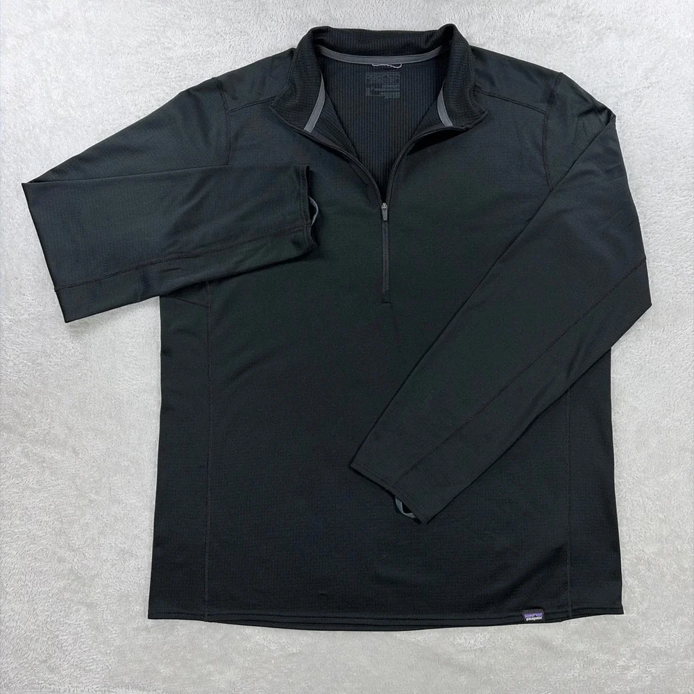 Patagonia Capilene Midweight Mens XL Black 1/4 Zip Baselayer Polartec Outdoors - Picture 2 of 9